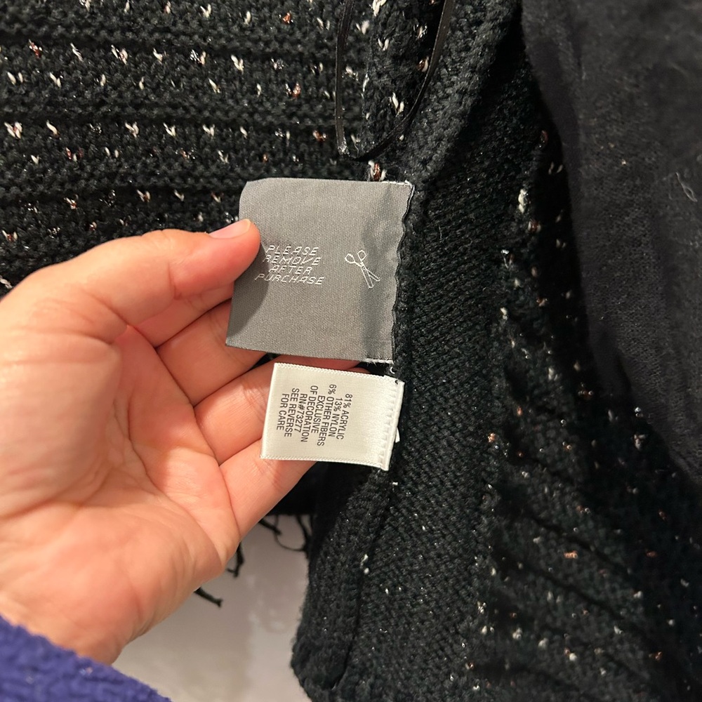 Simply Vera Vera Wang Black Shimmery Chunky Knit Open Cardigan Sweater Size L/XL - Picture 6 of 12